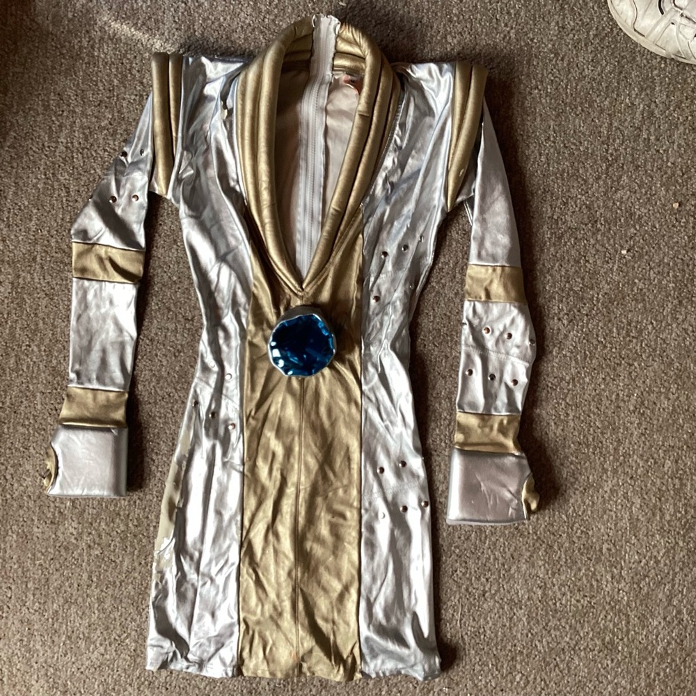 J. Valentin Silver Robot Dress W/light & Leg Warmers. Sz M Brand New but damaged